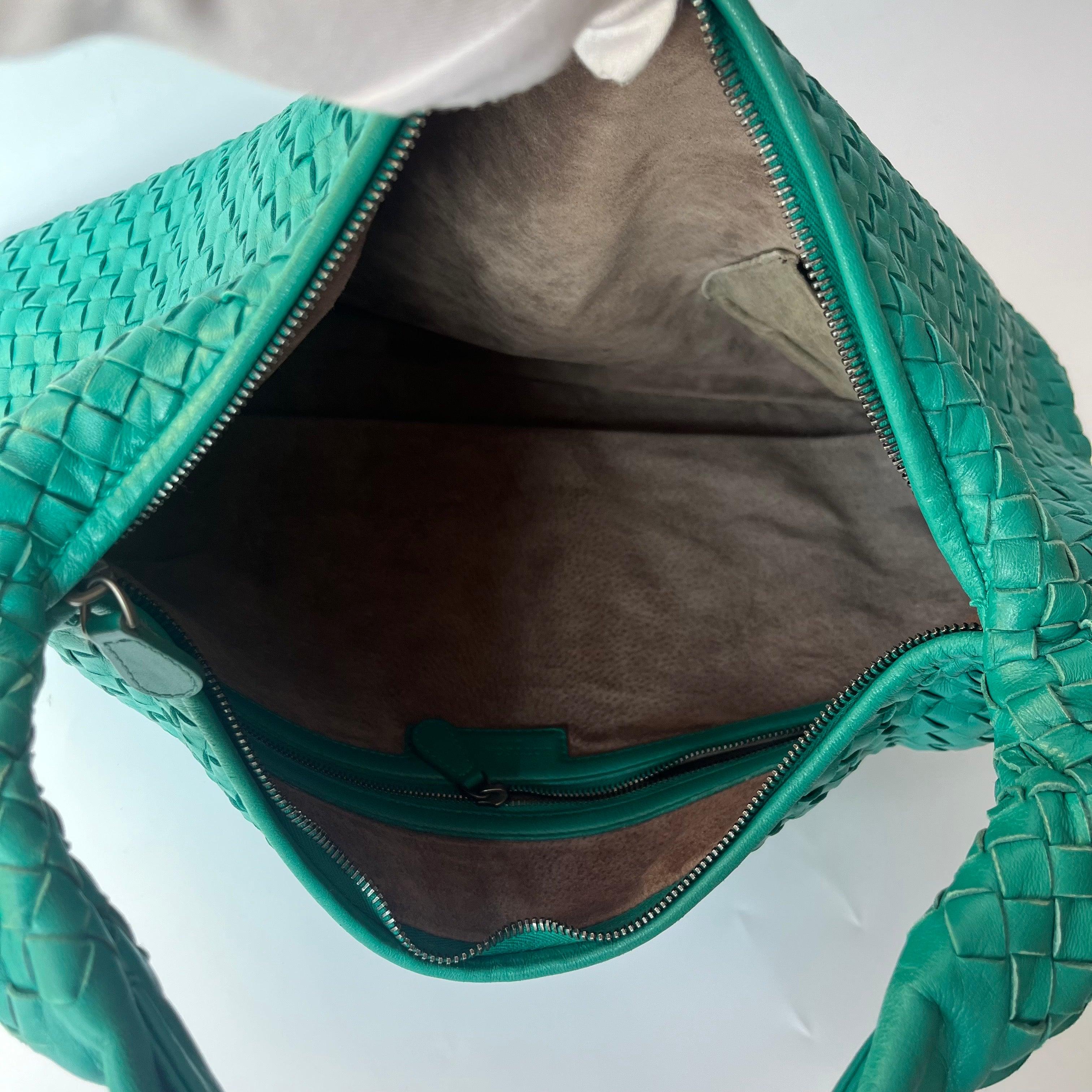 Bottega Veneta Veneta Hobo Teal Green 45cm Lambskin Leather For Sale 11