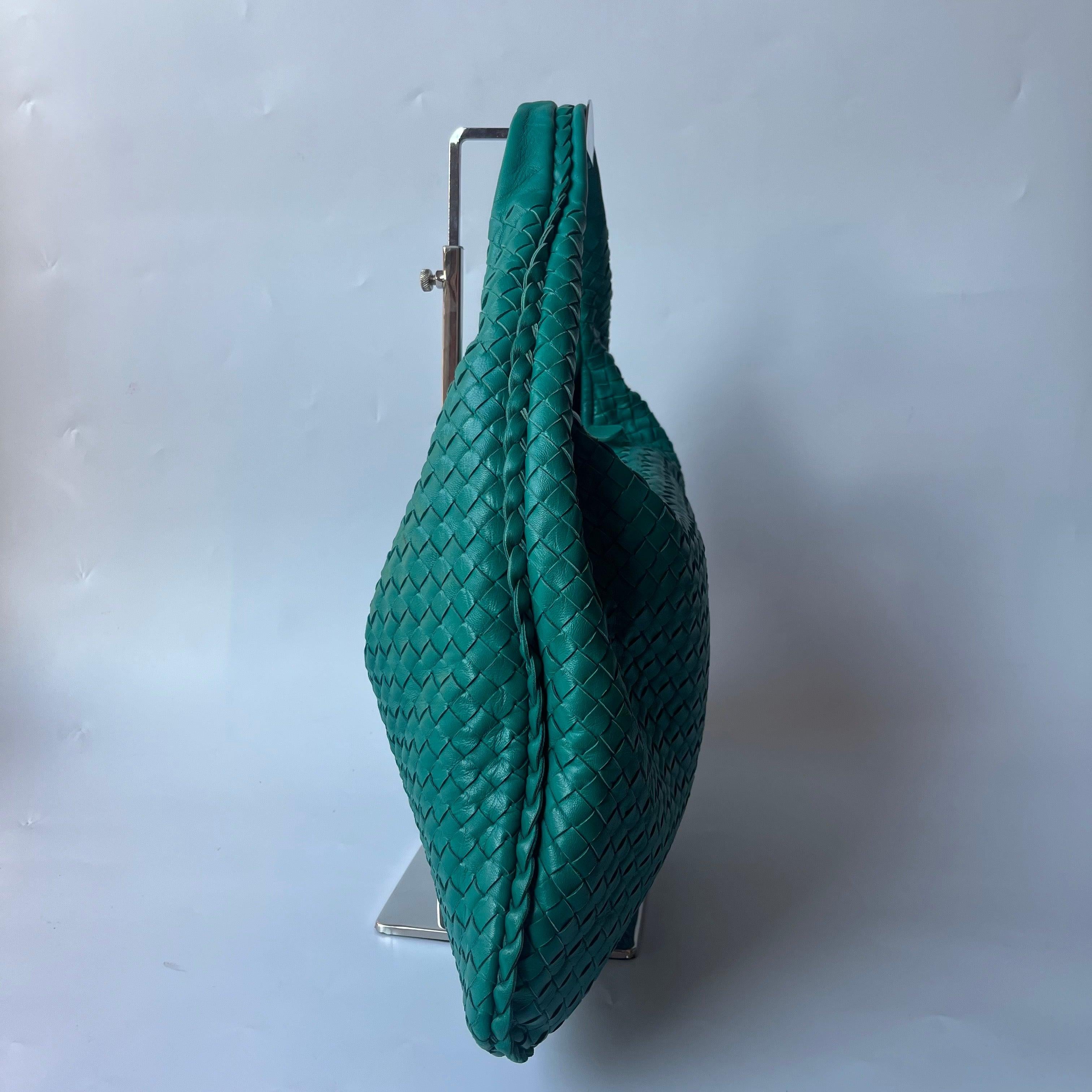 Bottega Veneta Veneta Hobo Teal Green 45cm Lambskin Leather For Sale 3