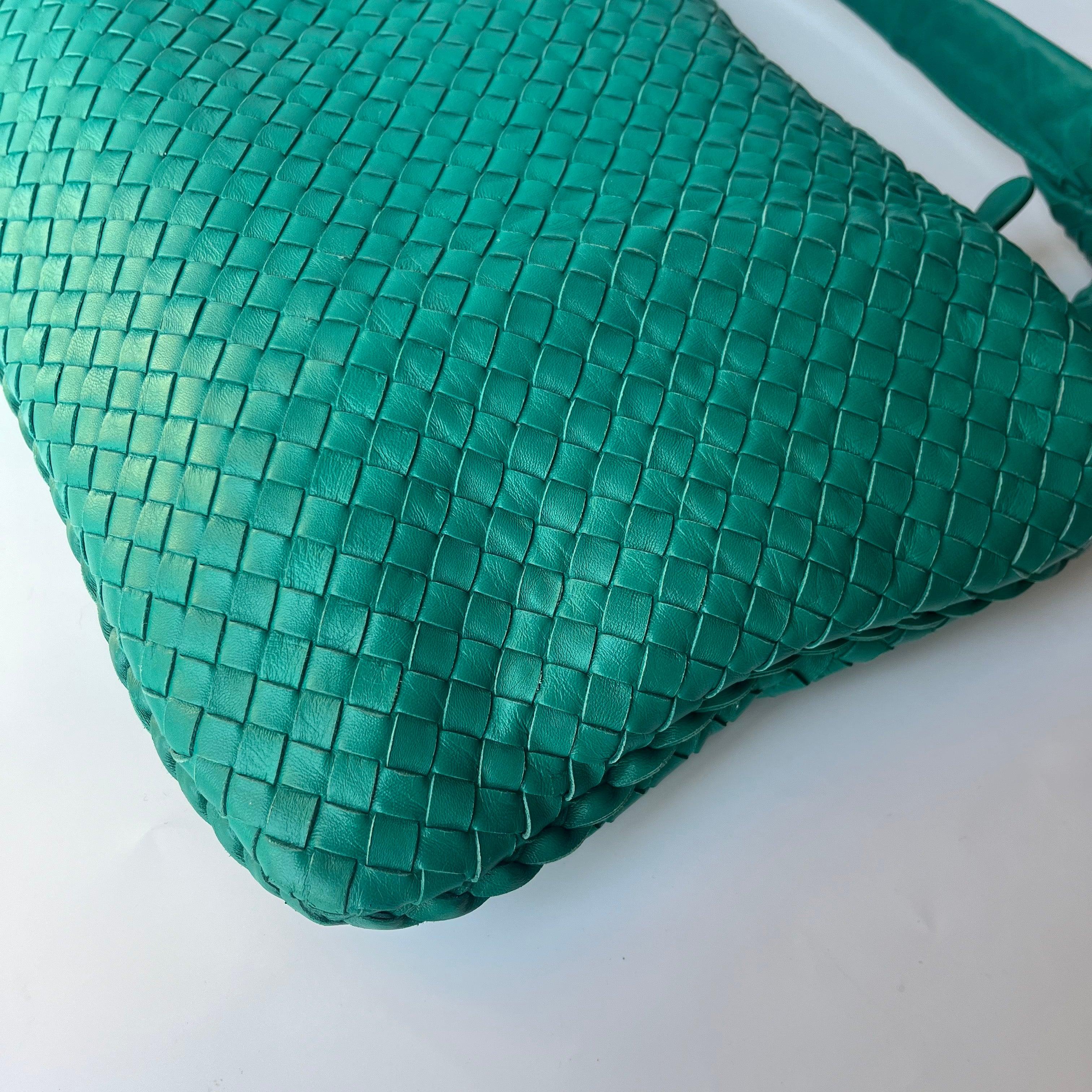 Bottega Veneta Veneta Hobo Teal Green 45cm Lambskin Leather For Sale 5