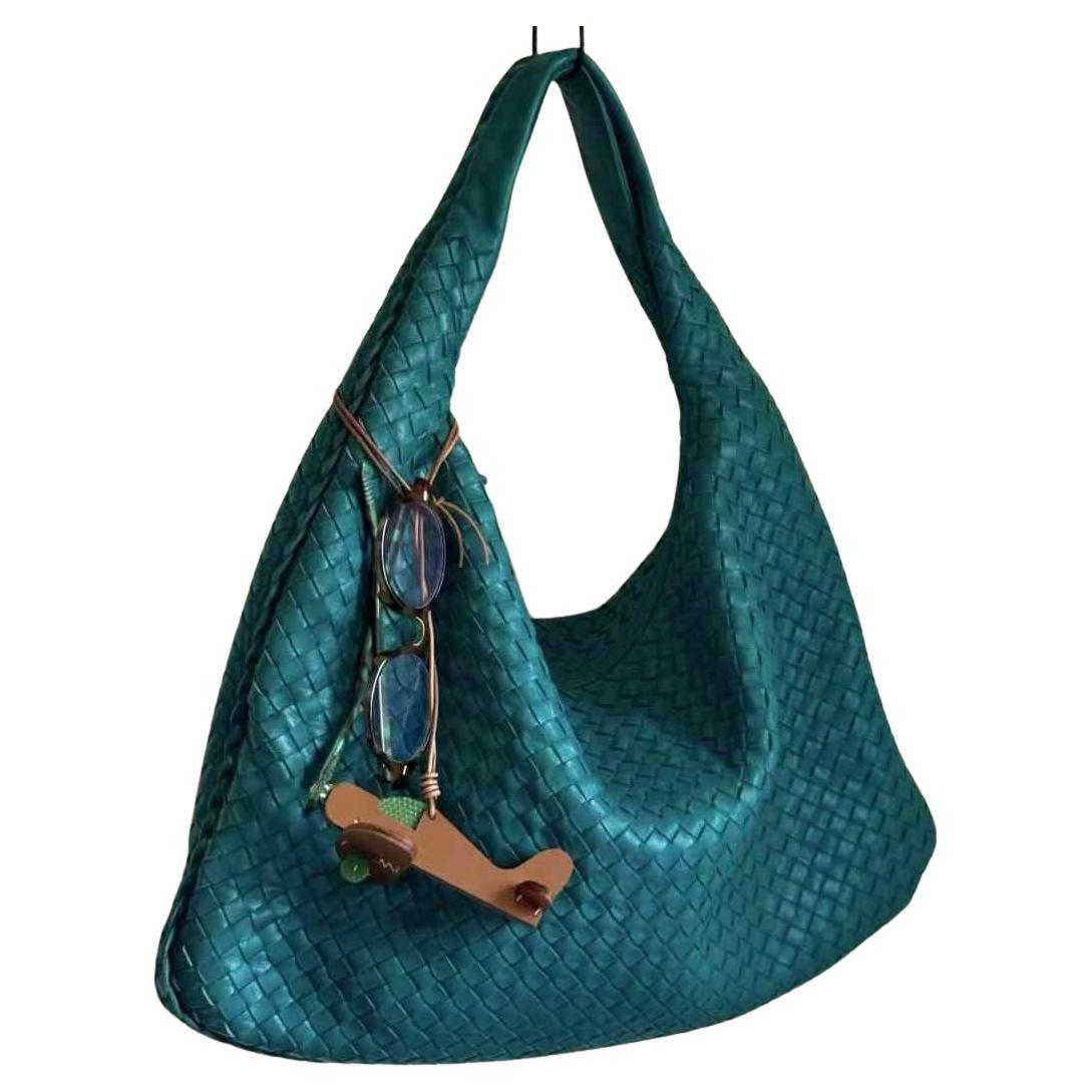 Bottega Veneta Veneta Hobo Teal Grün 45cm Lammfell Leder