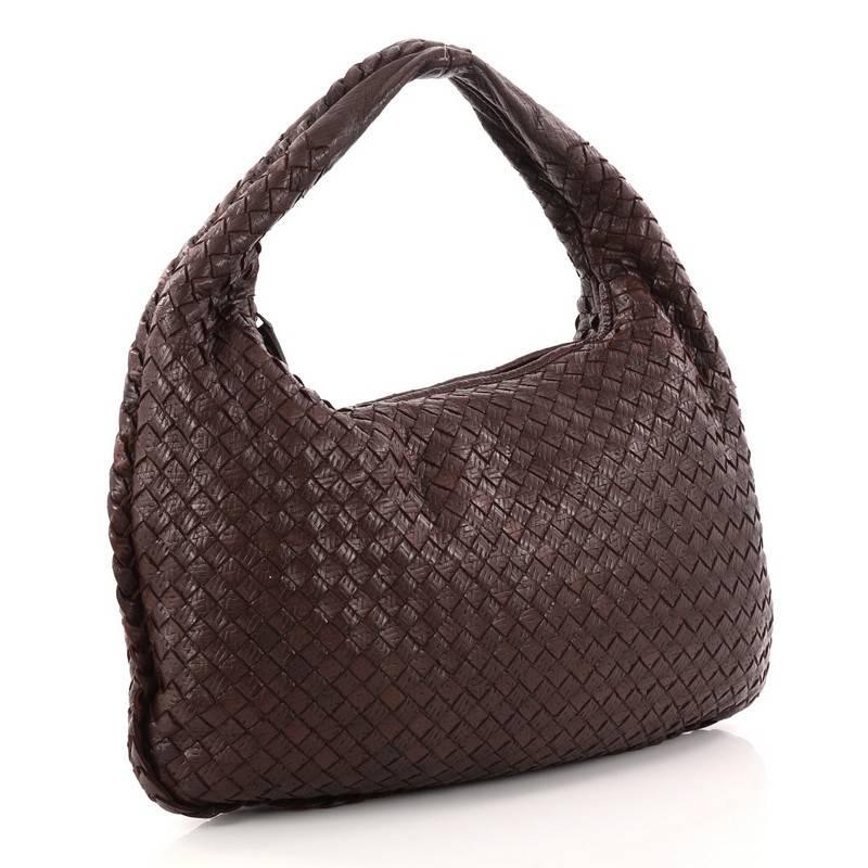 Black Bottega Veneta Veneta Hobo Textured Intrecciato Nappa Medium