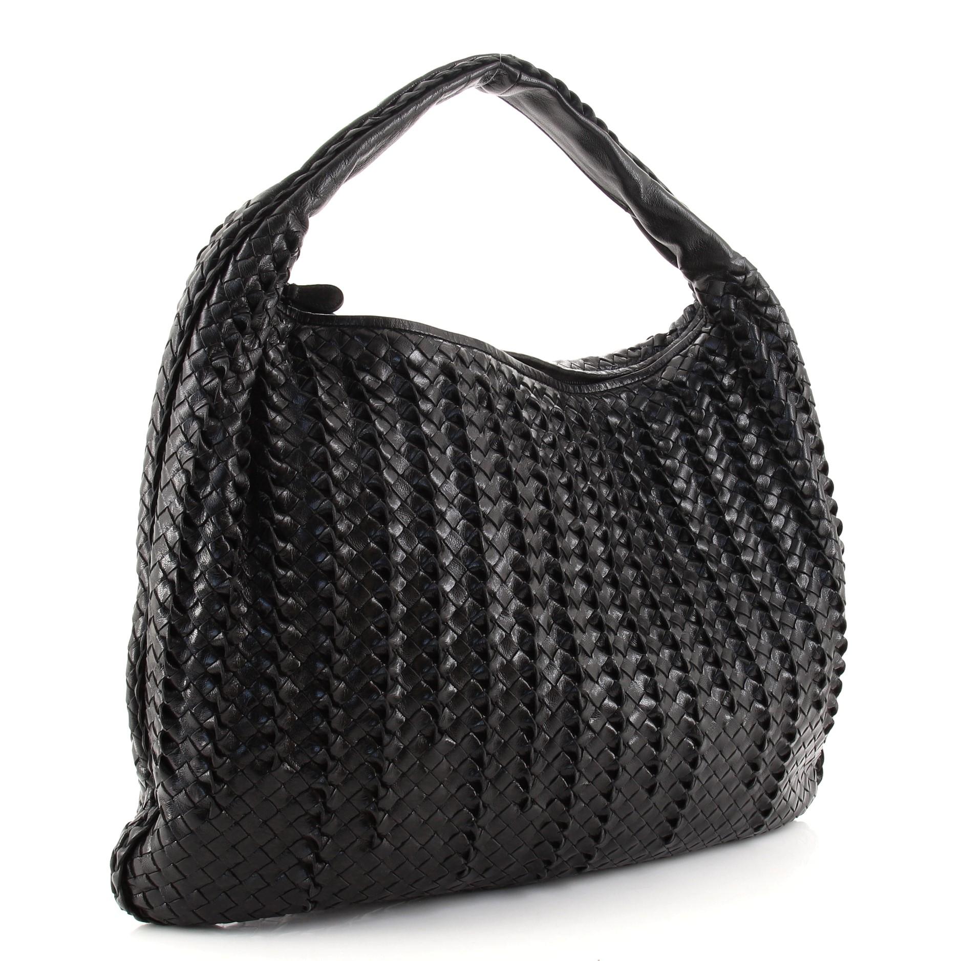 Black Bottega Veneta Veneta Hobo Tornabuoni Intrecciato Goatskin Maxi