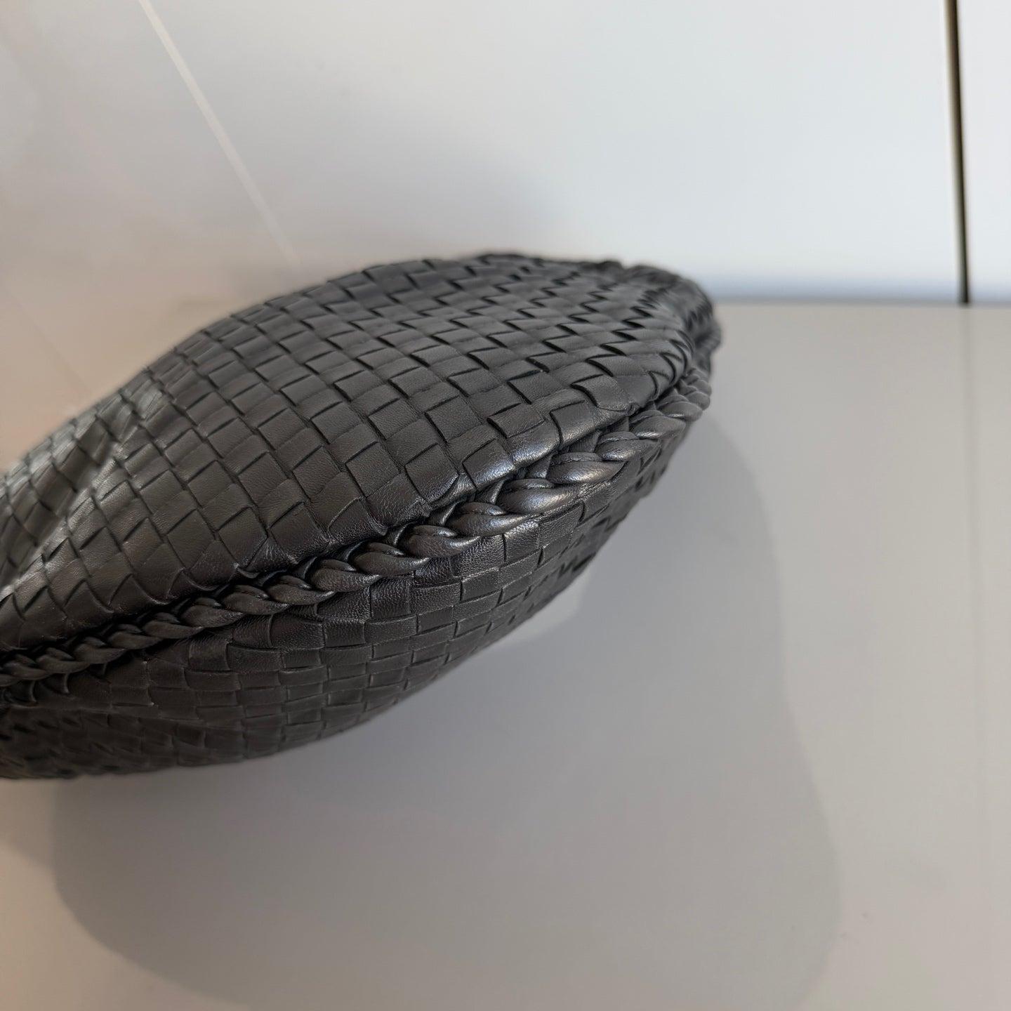 Bottega Veneta Veneta Bolso Hobo Intrecciato Mediano Piel de cordero negra 40cm en venta 6