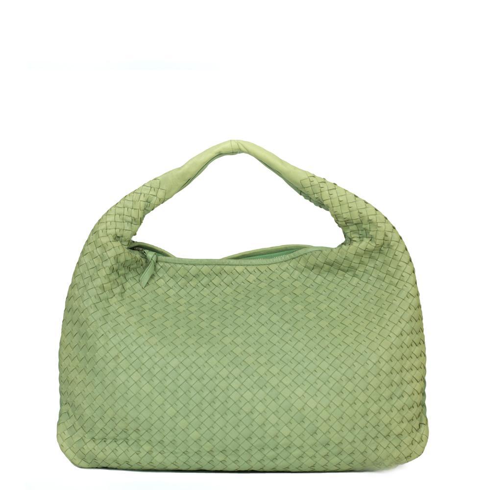 green leather shoulder bag