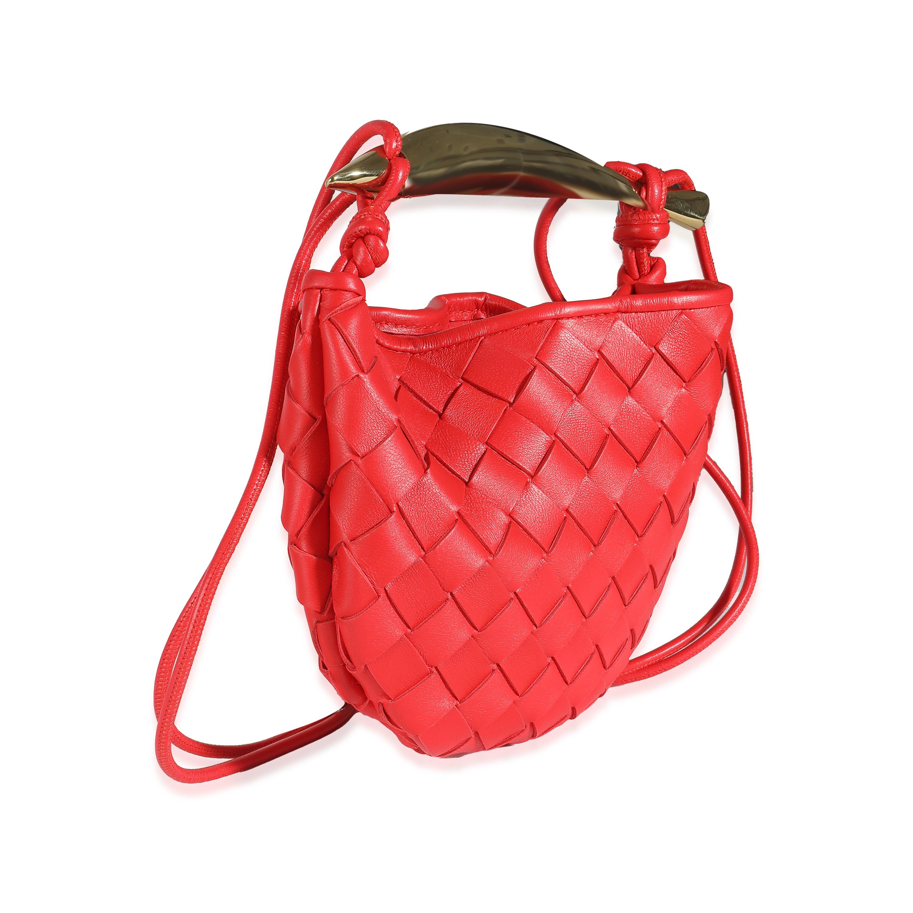 Red Bottega Veneta Vernis Nappa Intrecciato Mini Sardine