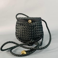 BOTTEGA VENETA Vintage 1990er Schwarz gewebt Intrecchiato Seide Mini Handtasche