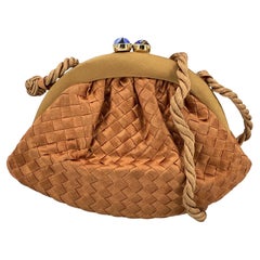 Bottega Veneta Vintage Beige Raso Intrecciato Murrine Mini Borsa a Tracolla