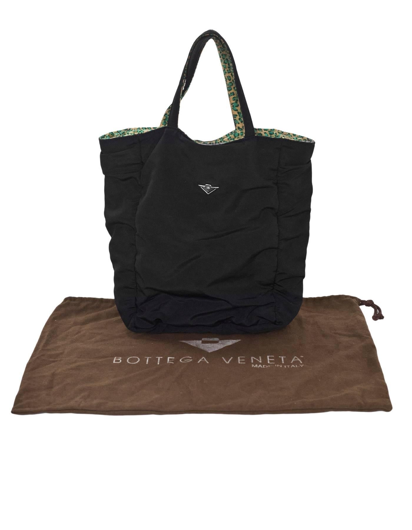 Bottega Veneta Vintage Black & Green Leopard Reversible Tote Bag 3
