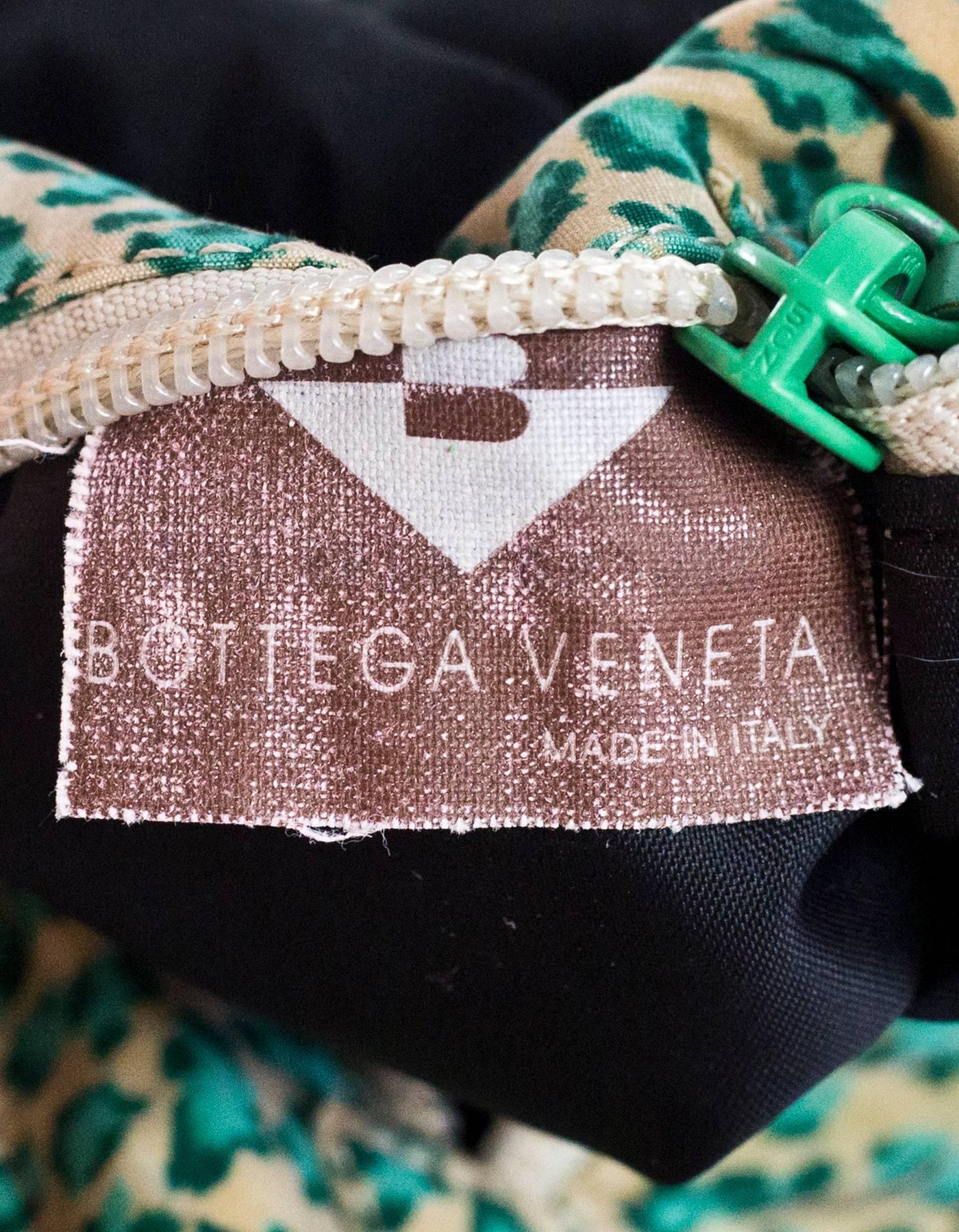 Bottega Veneta Vintage Black & Green Leopard Reversible Tote Bag 1