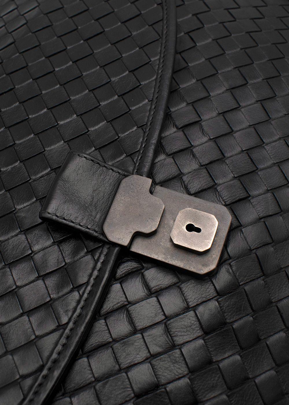 Bottega Veneta Bolso de negocios Vintage de piel negra Intrecciato en venta 1