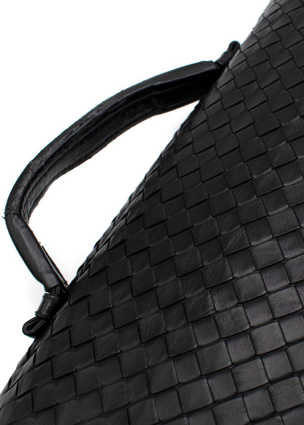Bottega Veneta Bolso de negocios Vintage de piel negra Intrecciato en venta 2