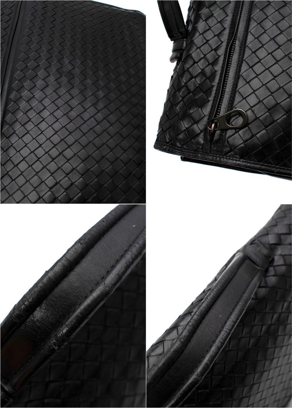 Bottega Veneta Bolso de negocios Vintage de piel negra Intrecciato en venta 4