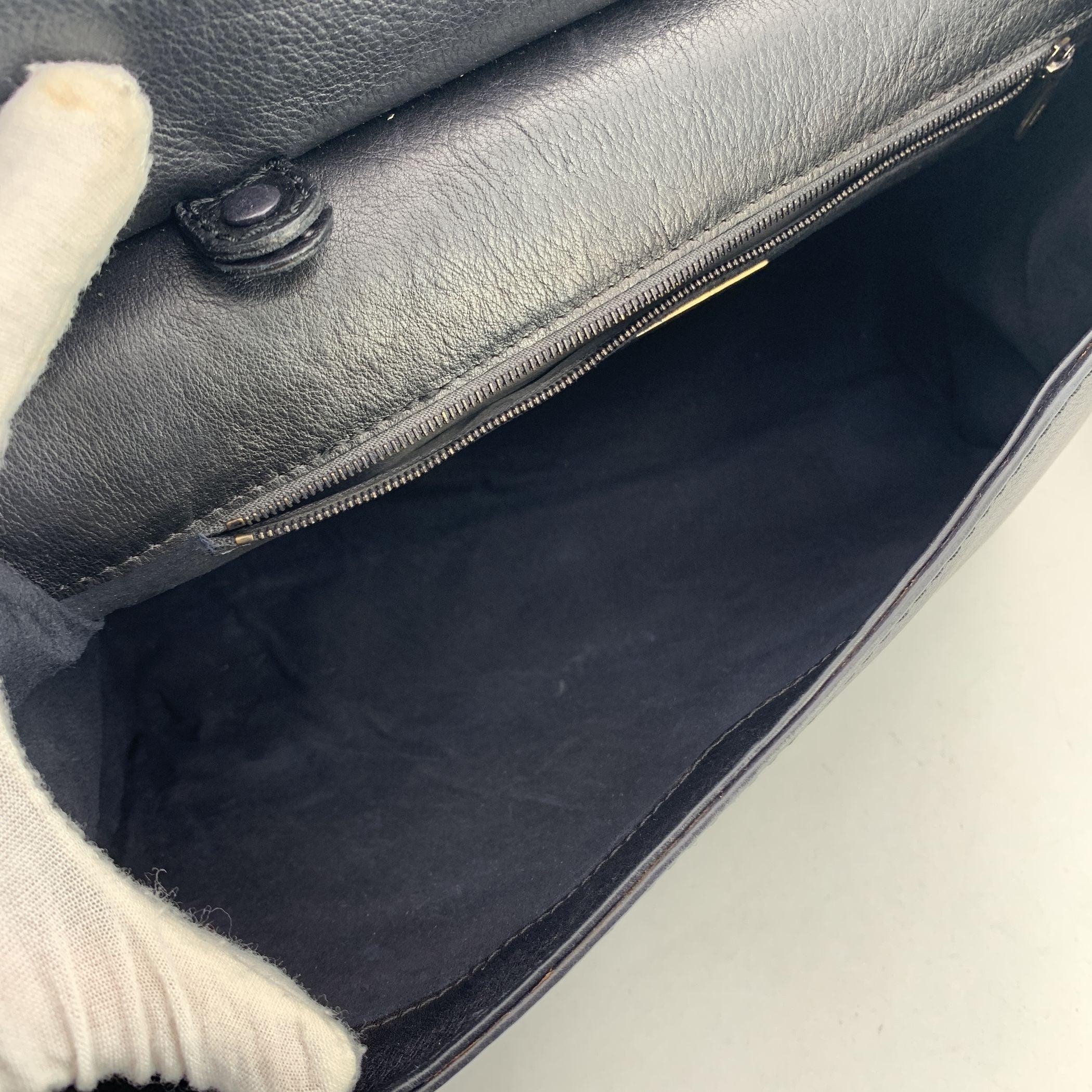 Bottega Veneta Vintage Black Leather Tote Shoulder Bag Bon état - En vente à Rome, Rome