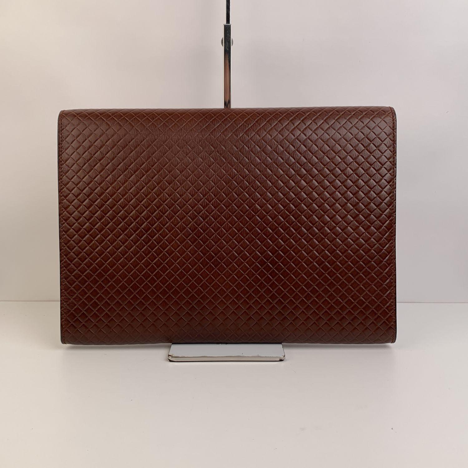 Bottega Veneta Vintage Braun Geprägtes Portfolio Arbeitstasche Damen