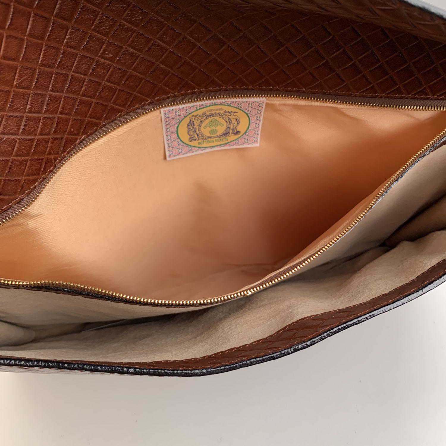 Bottega Veneta Vintage Braun Geprägtes Portfolio Arbeitstasche 1