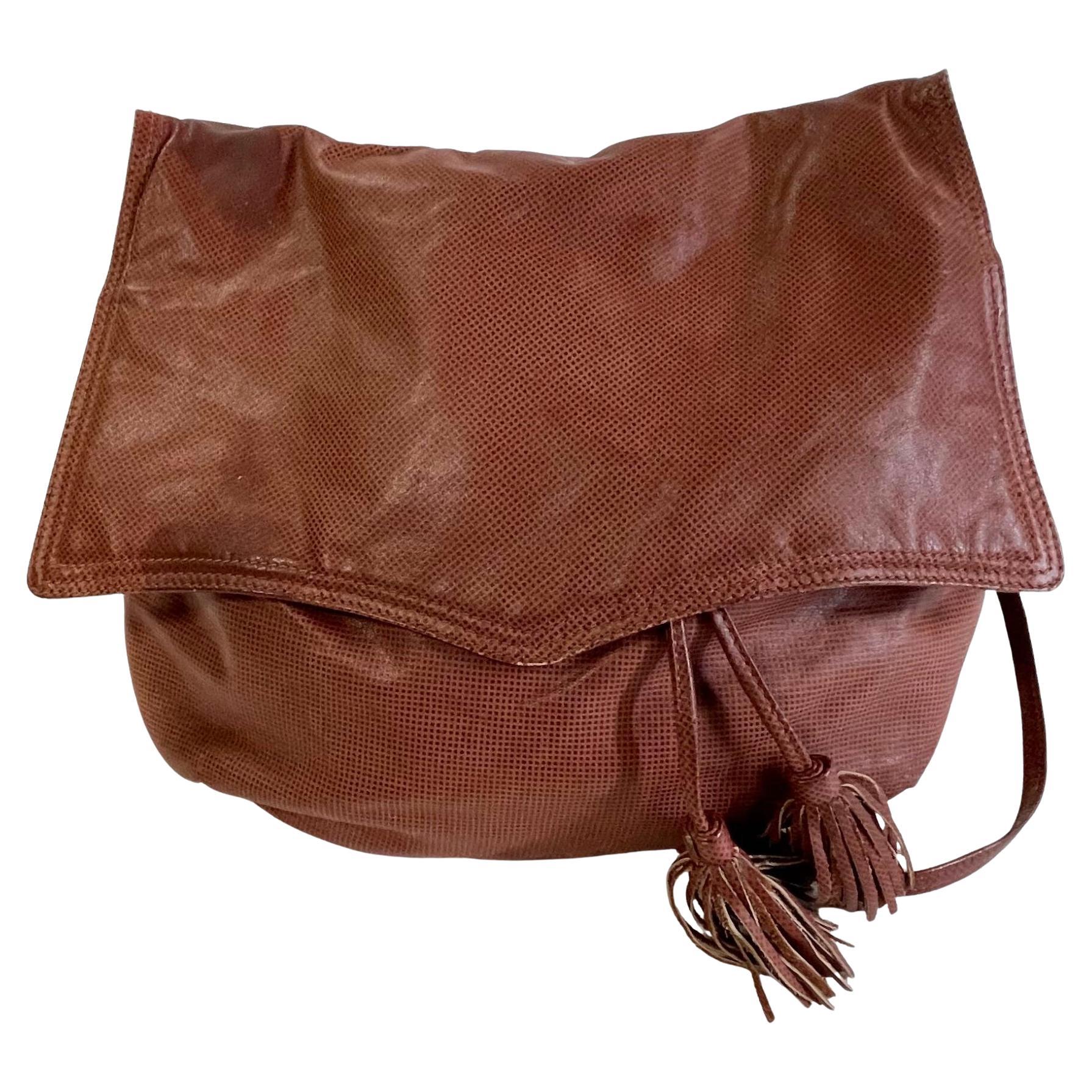 Bottega Veneta Vintage Brown Leather Saddle Shoulder Bag For Sale