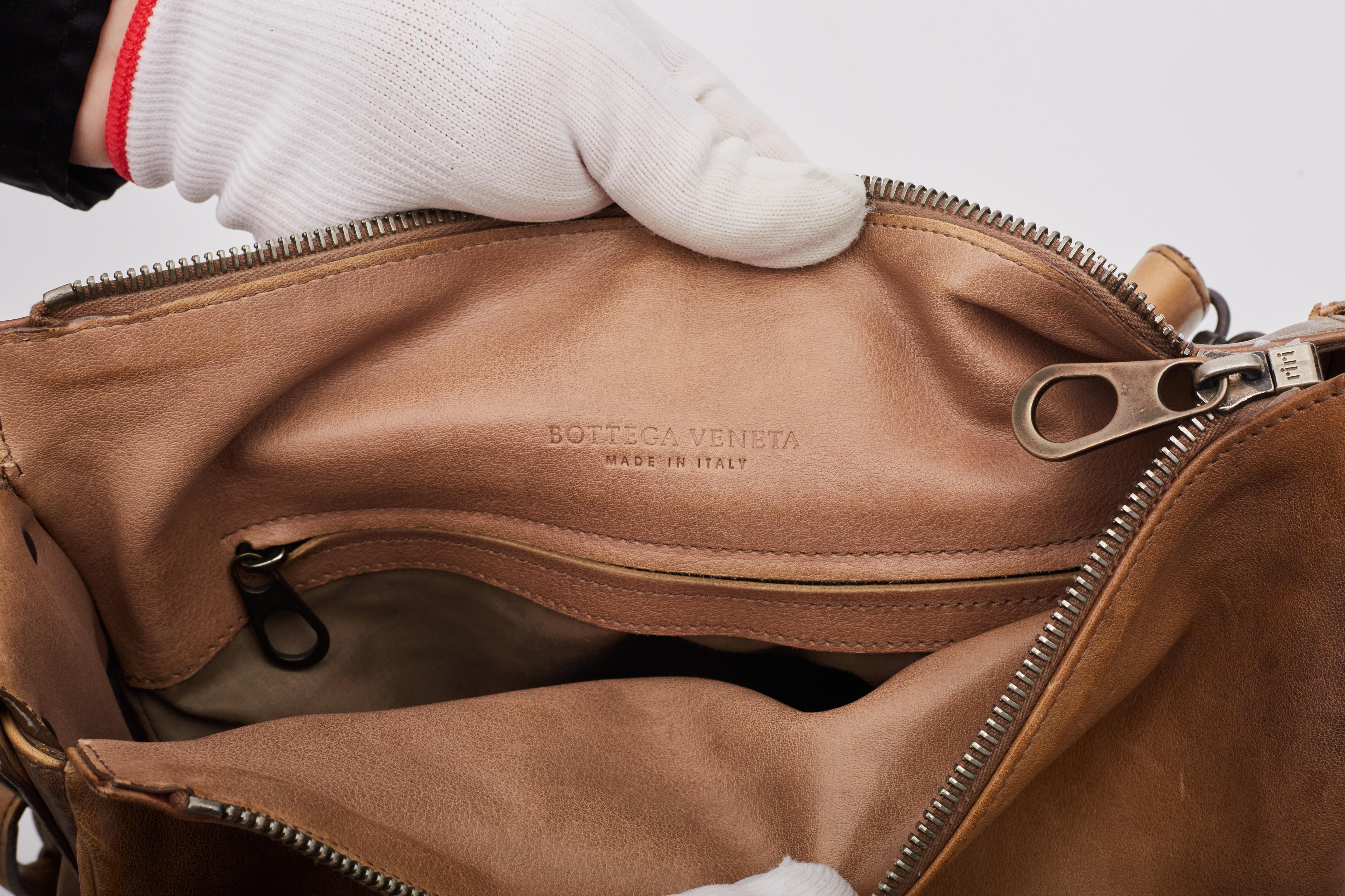 Bottega Veneta Vintage Caramel Leather Intrecciato Messenger Bag 6