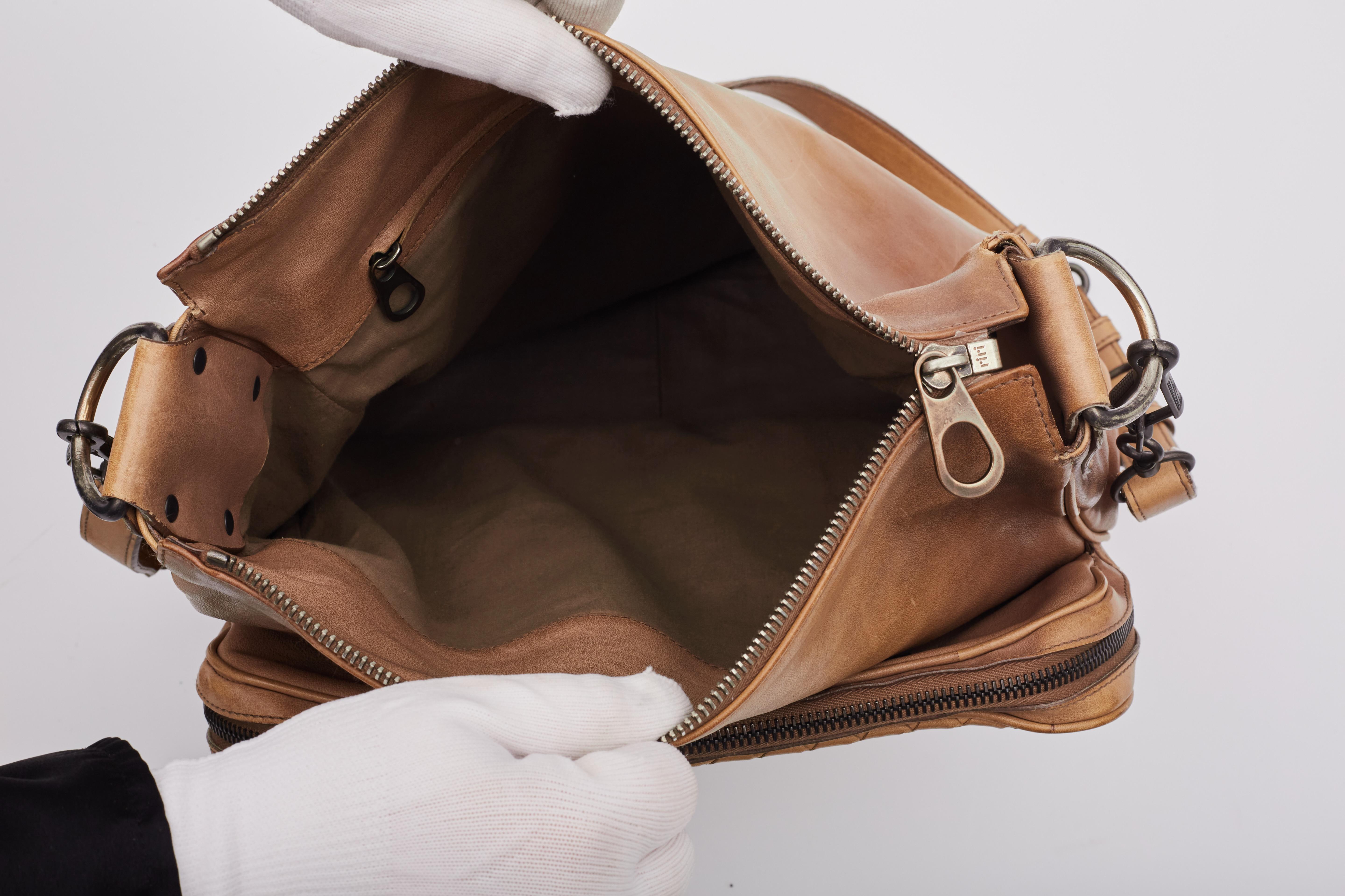 Bottega Veneta Vintage Caramel Leather Intrecciato Messenger Bag 5