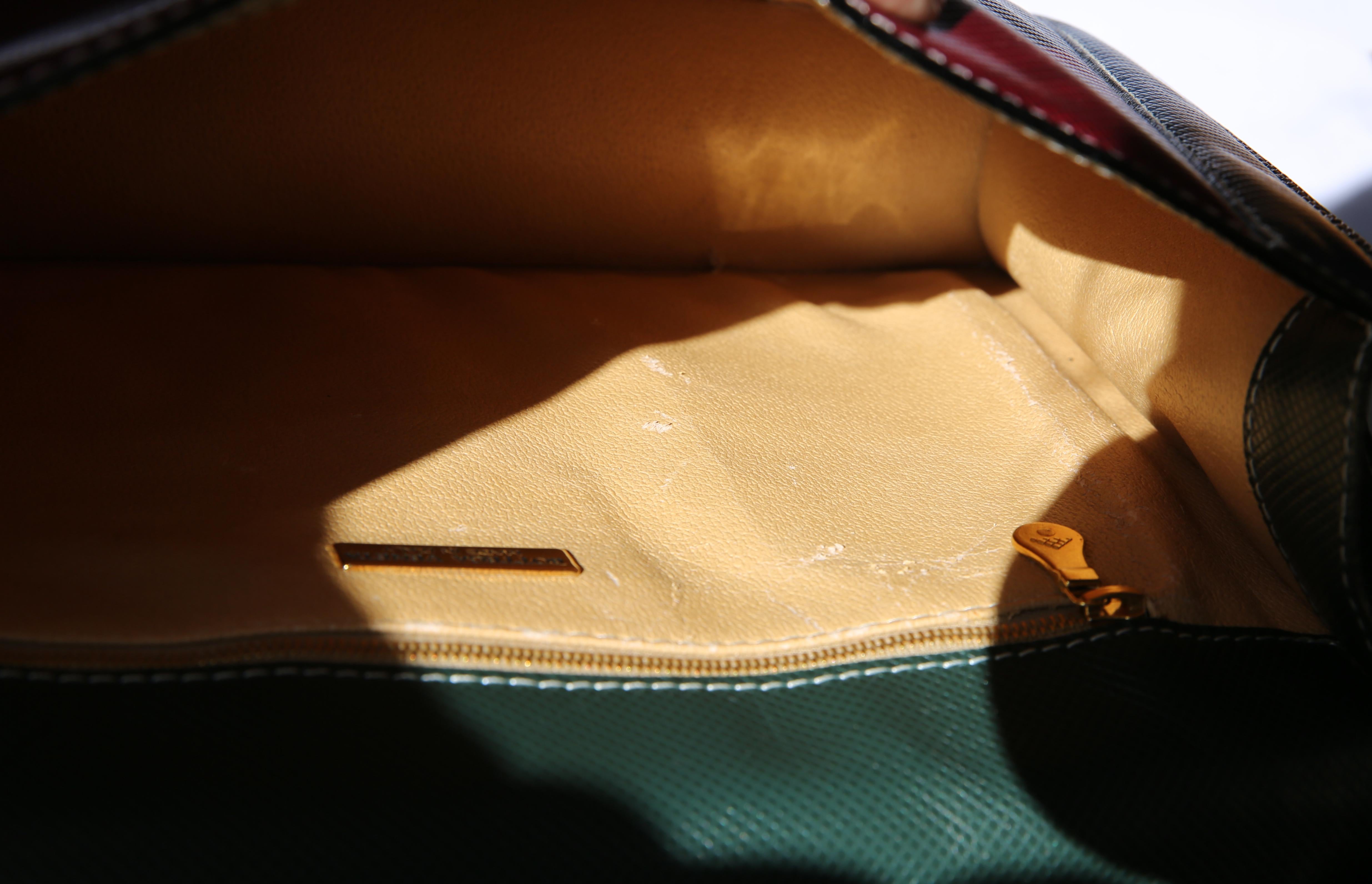 Bottega Veneta vintage color block top handle embossed trapezoidal satchel bag 10