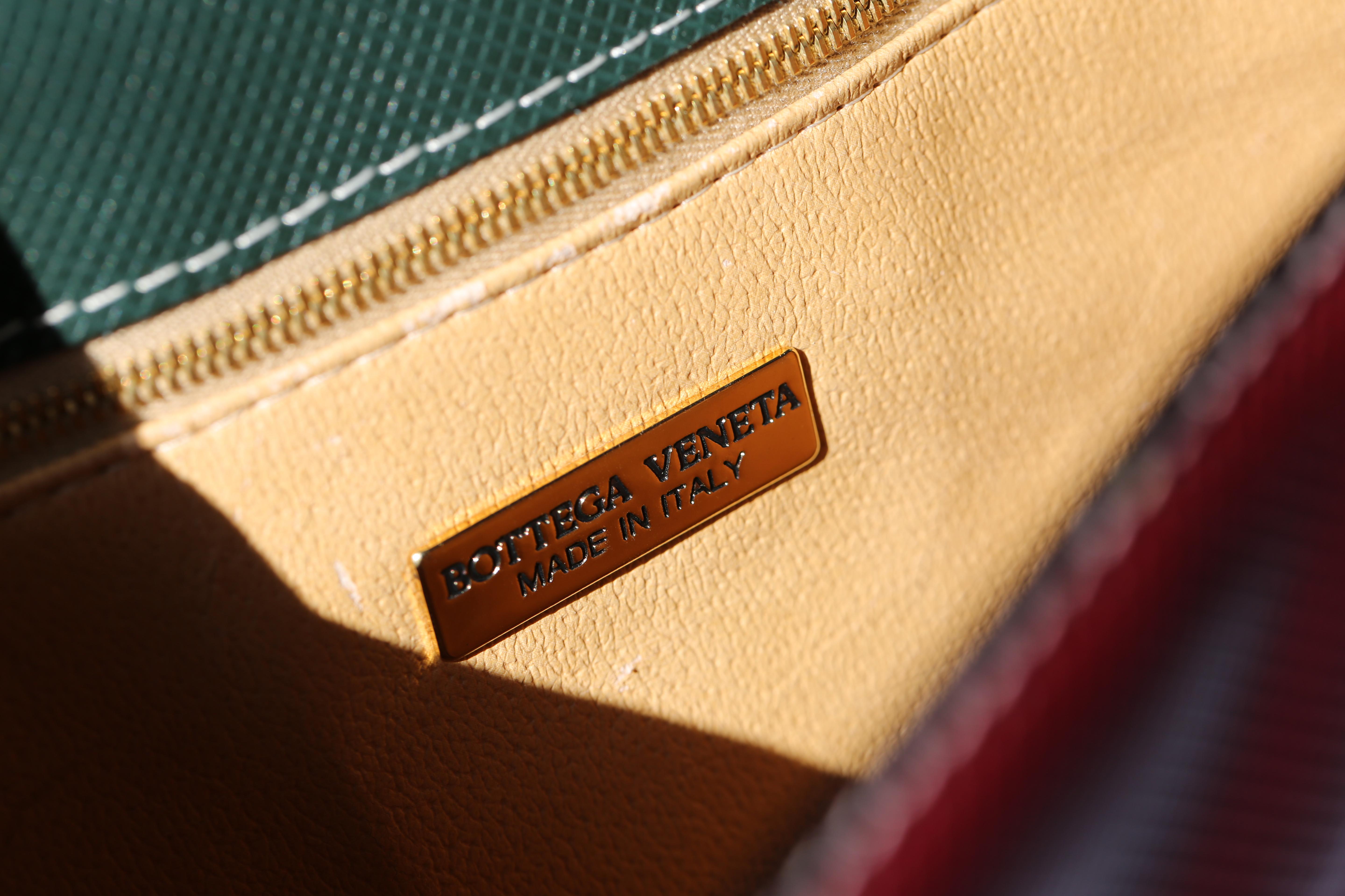 Bottega Veneta vintage color block top handle embossed trapezoidal satchel bag 12