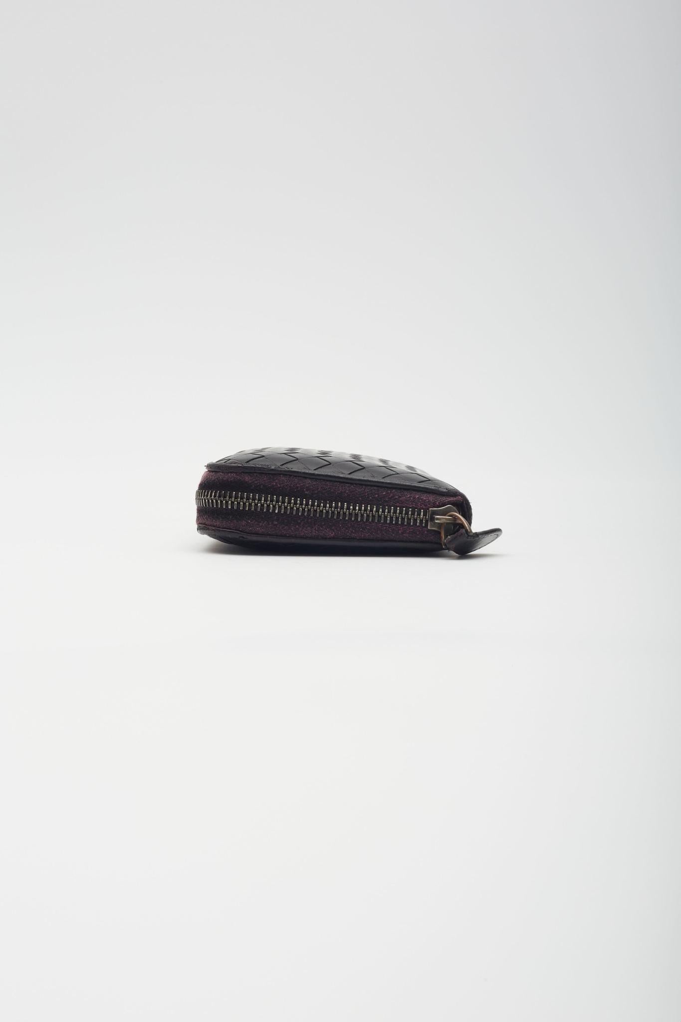 Bottega Veneta Vintage Intrecciato Black Intrecciato Zip Wallet 2