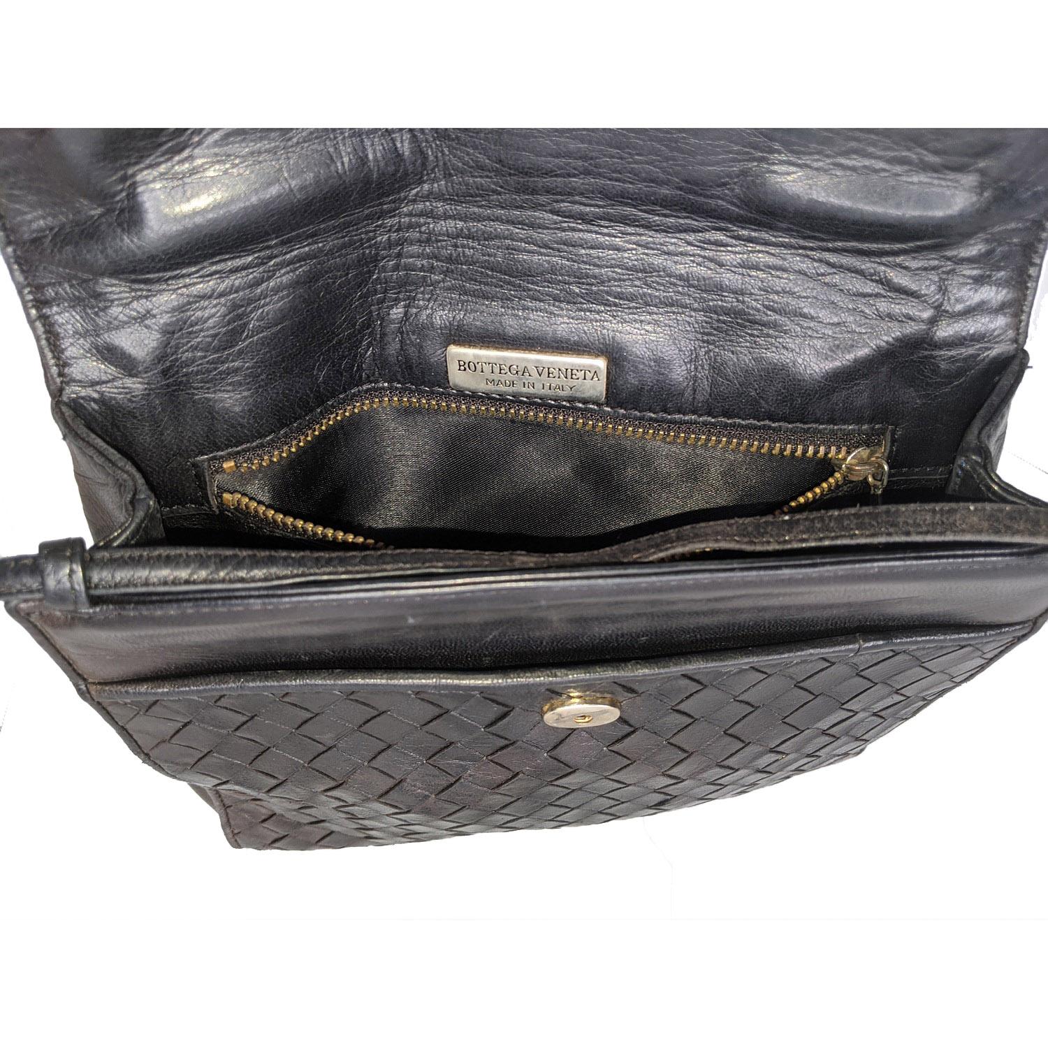 Black Bottega Veneta Vintage Intrecciato Tassel Crossbody Bag