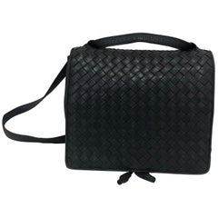 Bottega Veneta Retro Midnight Blue Intrecciato Leather Handbag