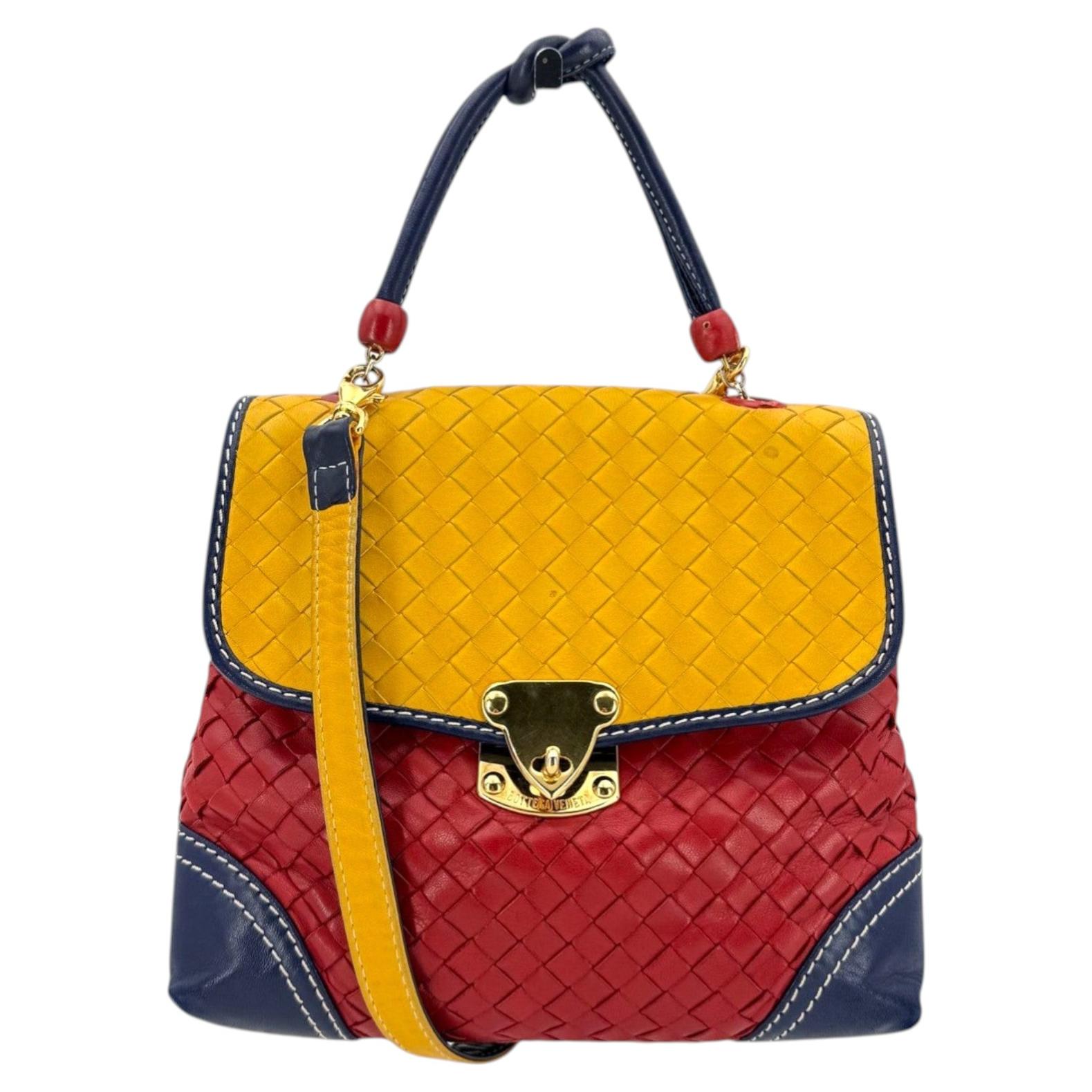 Bottega Veneta Vintage Multicolor Intrecciato Woven Leather 2way Bag