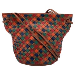 Bottega Veneta Vintage Multicolor Woven Leather Shoulder Bag