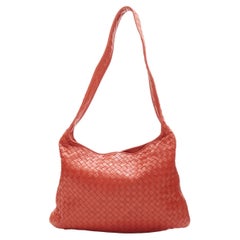BOTTEGA VENETA Vintage red intrecciato woven lambskin leather sling shoulder bag