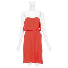 BOTTEGA VENETA Vintage red strapless boned corseted silk cocktail dress IT40 S