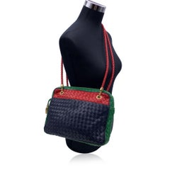 Bottega Veneta Vintage Tricolor Woven Leather Shoulder Bag