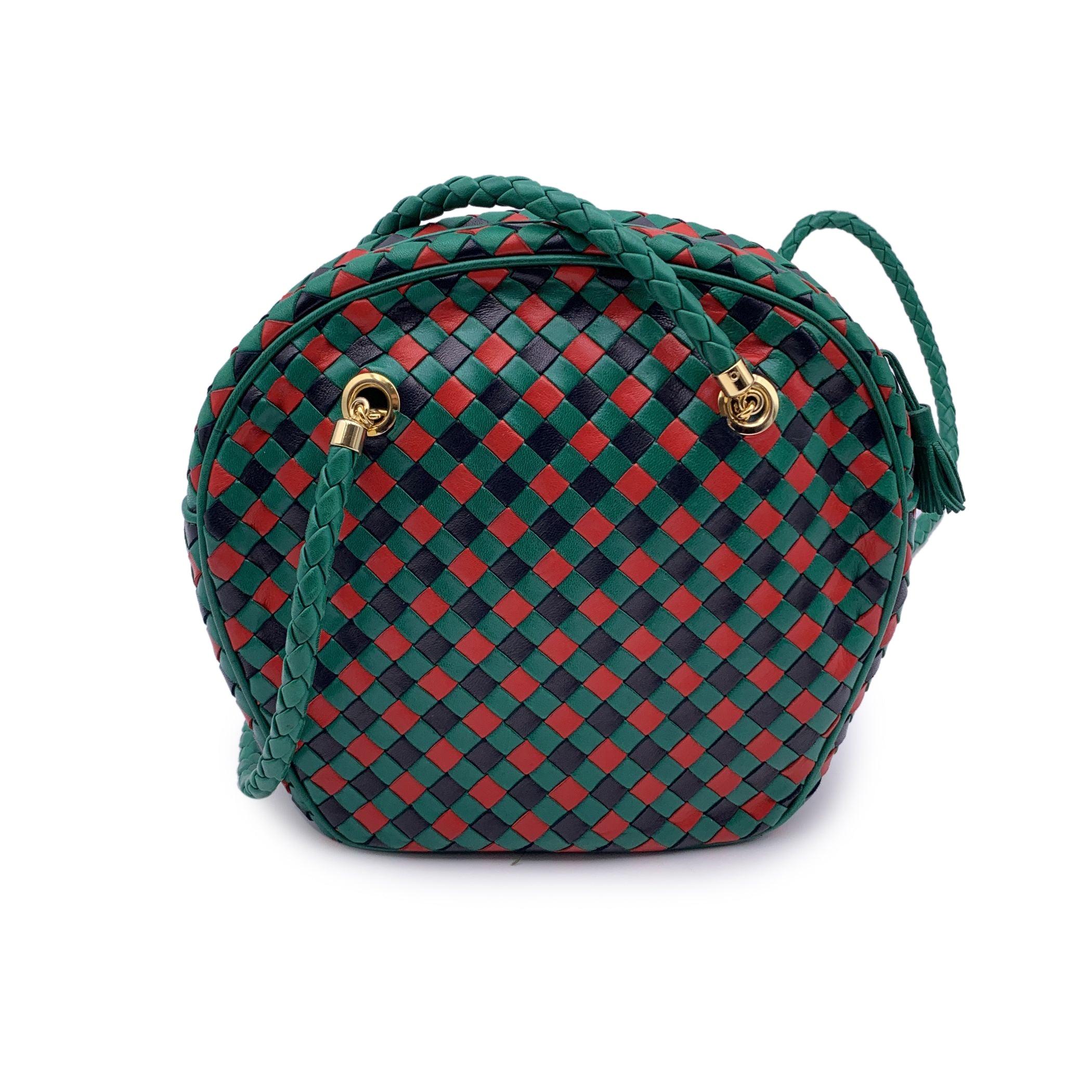 Bolso de hombro Bottega Veneta Vintage de piel tricolor tejida Negro