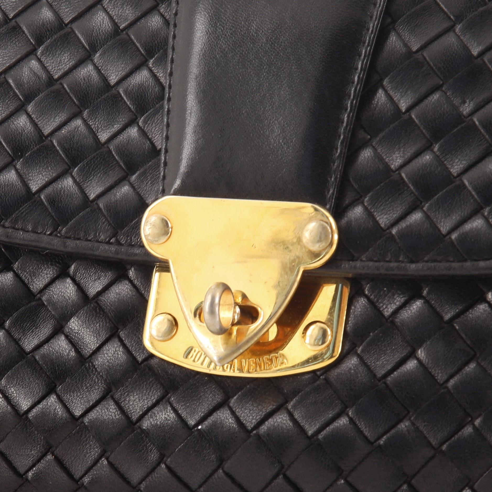 Vintage Turnlock Top Handle Tasche Intrecciato aus Leder von Bottega Veneta 1