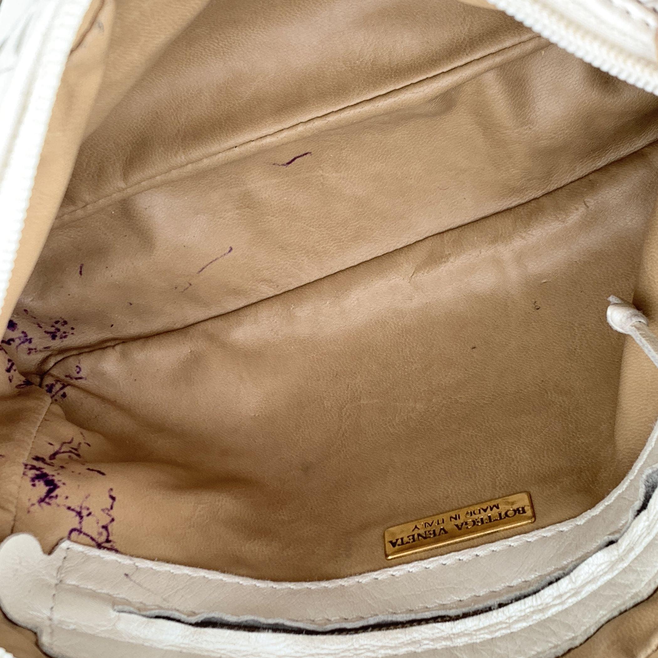 Bottega Veneta Vintage White Pearly Intrecciato Nodini Shoulder Bag 1