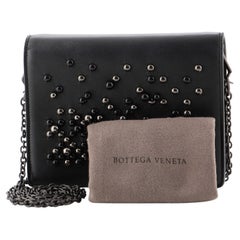 Bottega Veneta Wallet on Chain Pearl Embellished Leather Black