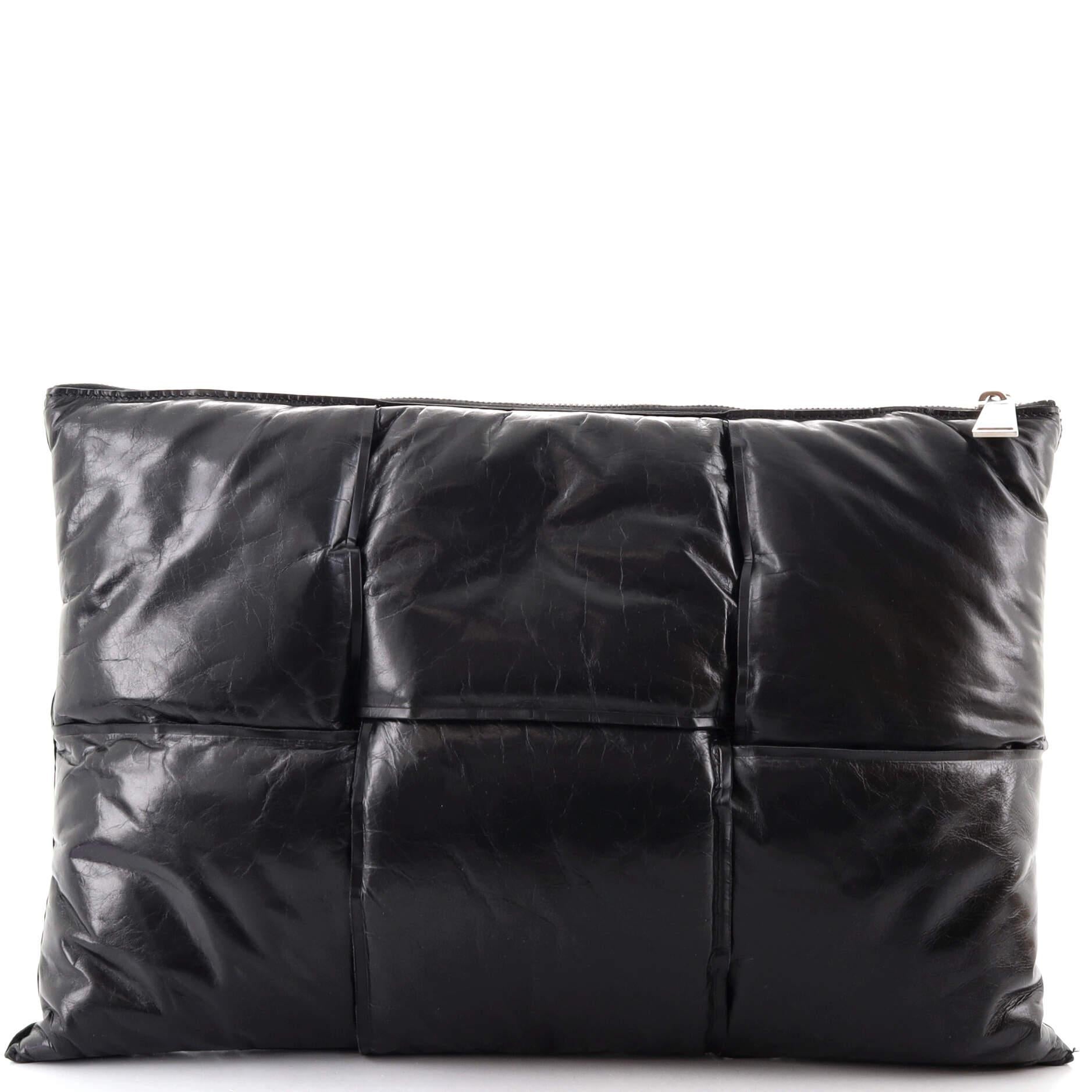 Black Bottega Veneta Weave Clutch Padded Maxi Intrecciato Leather