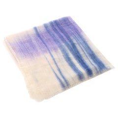 BOTTEGA VENETA white blue purple cashmere silk TIE-DYE Scarf Shawl