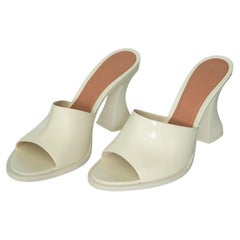 Bottega Veneta White Calfskin Cha Cha Heel Sandal 41