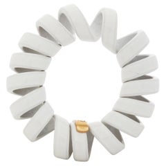 Bottega Veneta White Coiled Band Ring, Enameled Sterling Silver, Italy