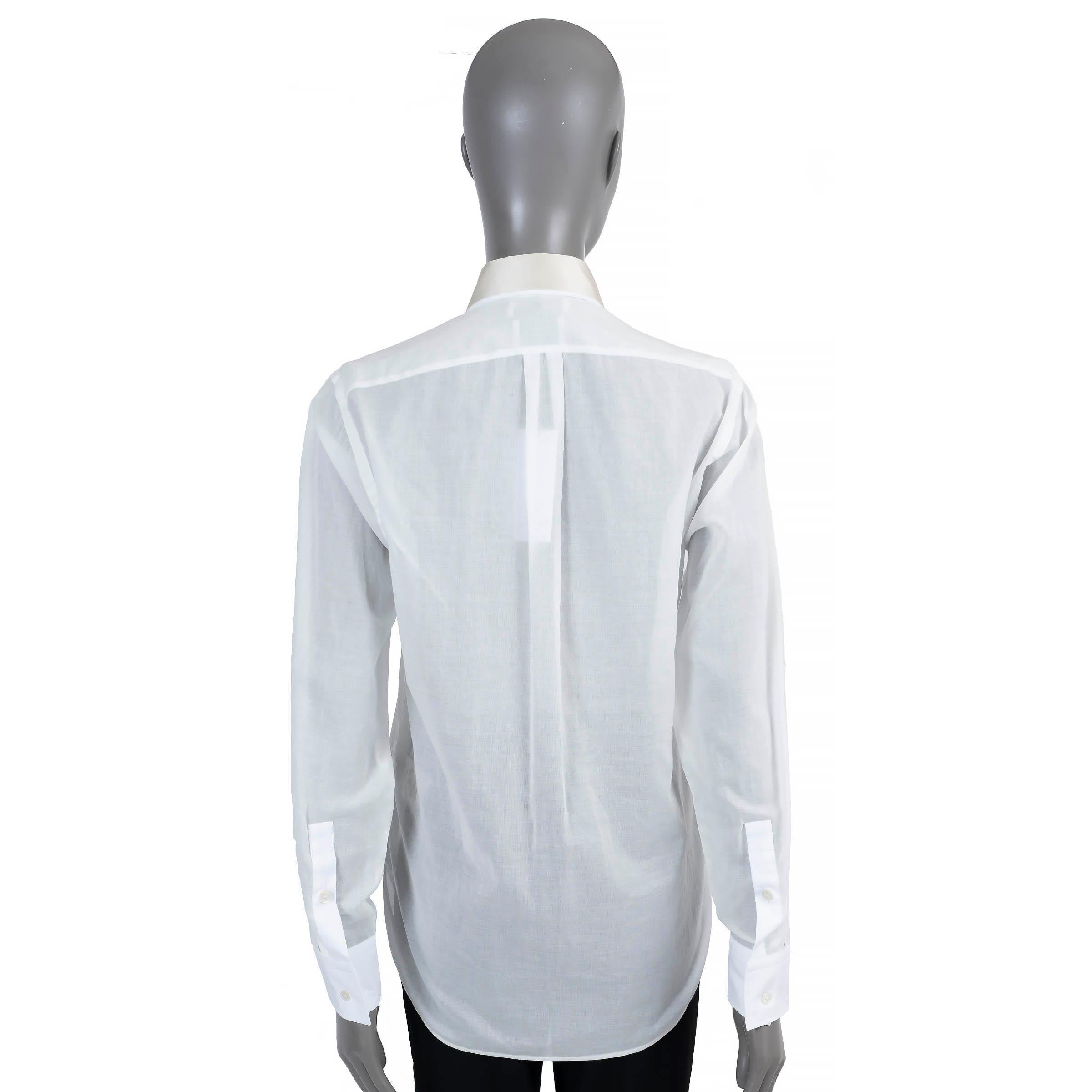 BOTTEGA VENETA algodón blanco 2019 SHEER QUILTED PLASTRON Camisa 36 XXS Gris en venta