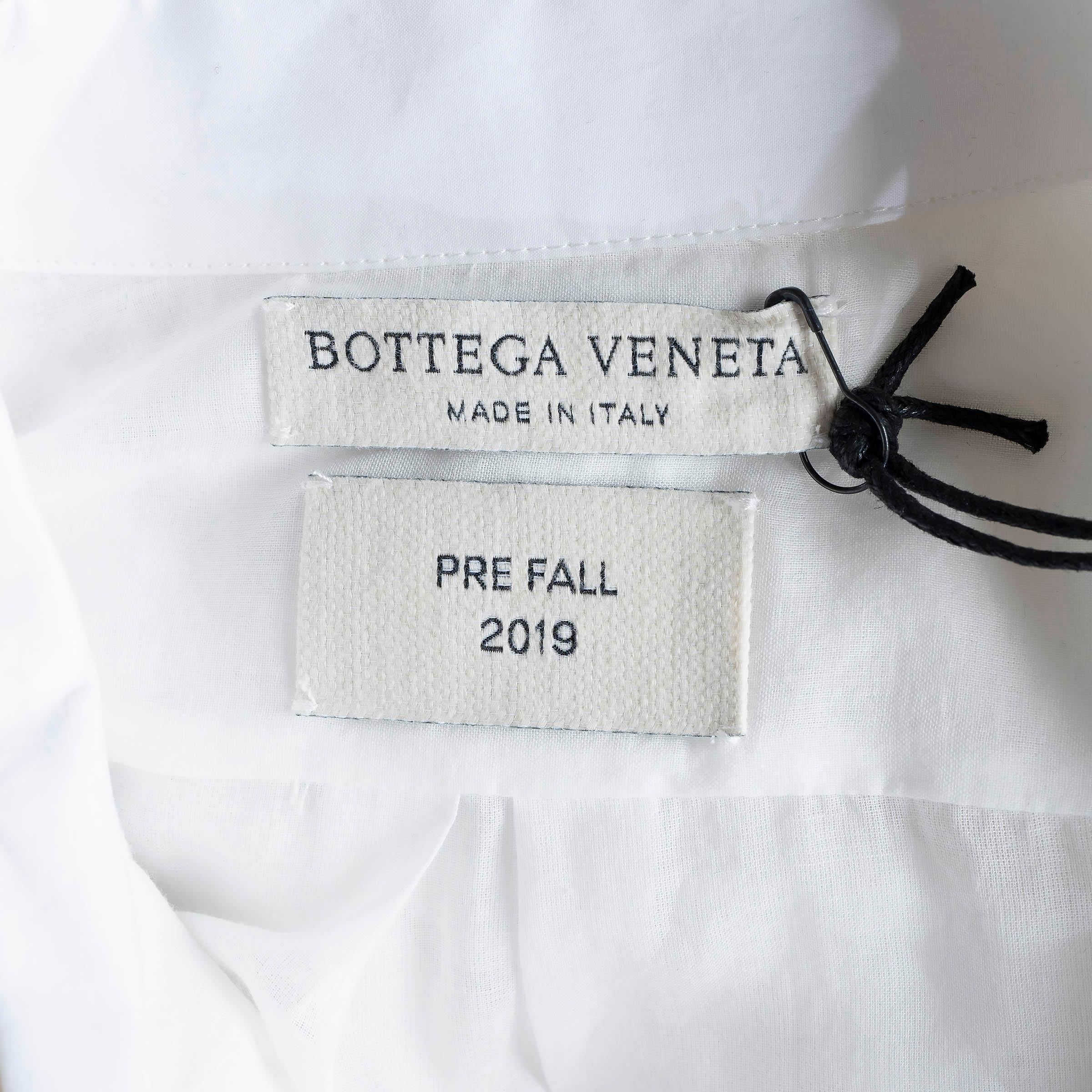 BOTTEGA VENETA algodón blanco 2019 SHEER QUILTED PLASTRON Camisa 36 XXS en venta 1