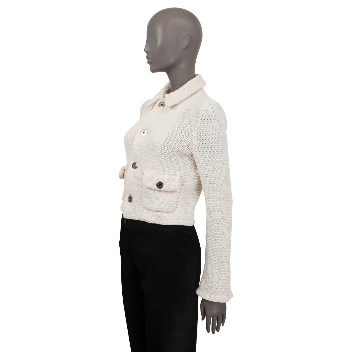 BOTTEGA VENETA white cotton 2021 SALON 01 Mesh Jacket 42 M In Excellent Condition In Zürich, CH
