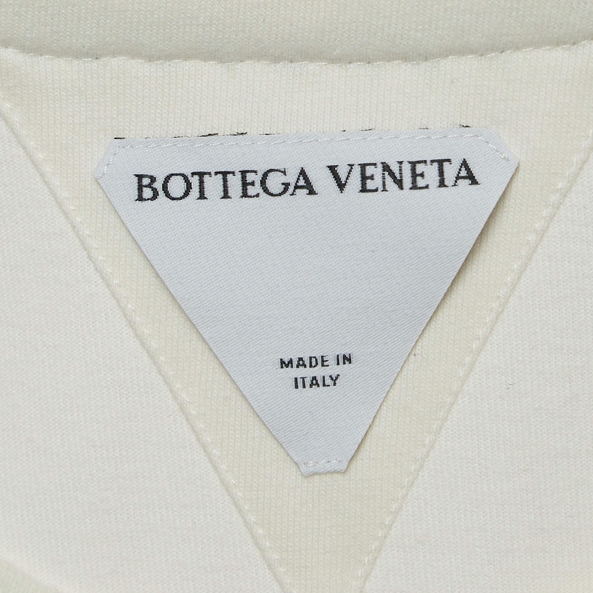 Bottega Veneta White Cotton Cotton Contrast Stitch Detail T-Shirt XL In Fair Condition In Dubai, Al Qouz 2