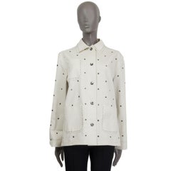 BOTTEGA VENETA white cotton EYELET DETAIL TWILL Jacket 44 L