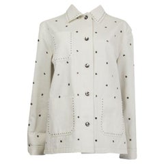 BOTTEGA VENETA white cotton EYELET DETAIL TWILL Jacket 44 L
