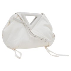 Bottega Veneta White Fabric and Leather Point Shoulder Bag