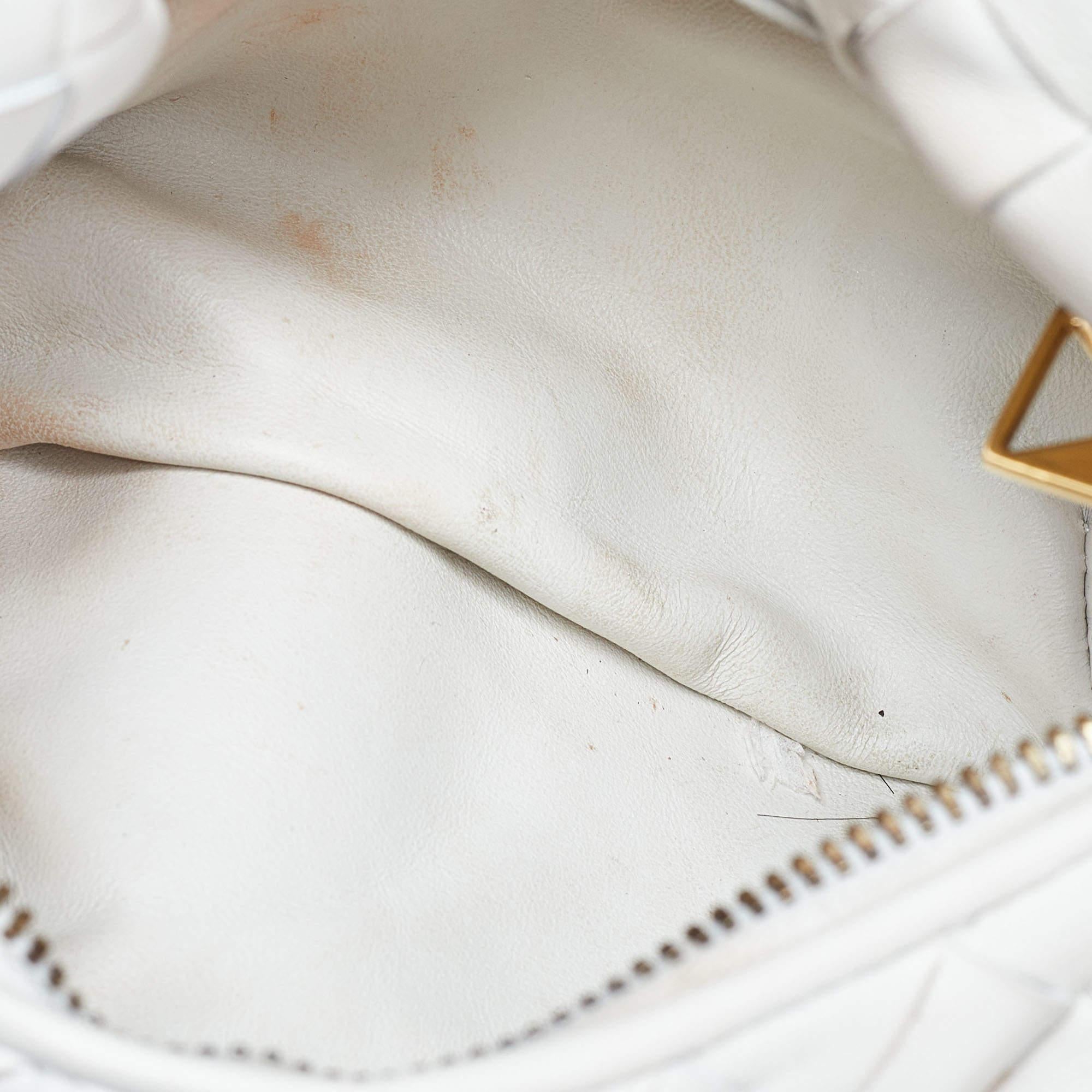 Bottega Veneta White Intrecciato Leather Mini BV Jodie Bag 6