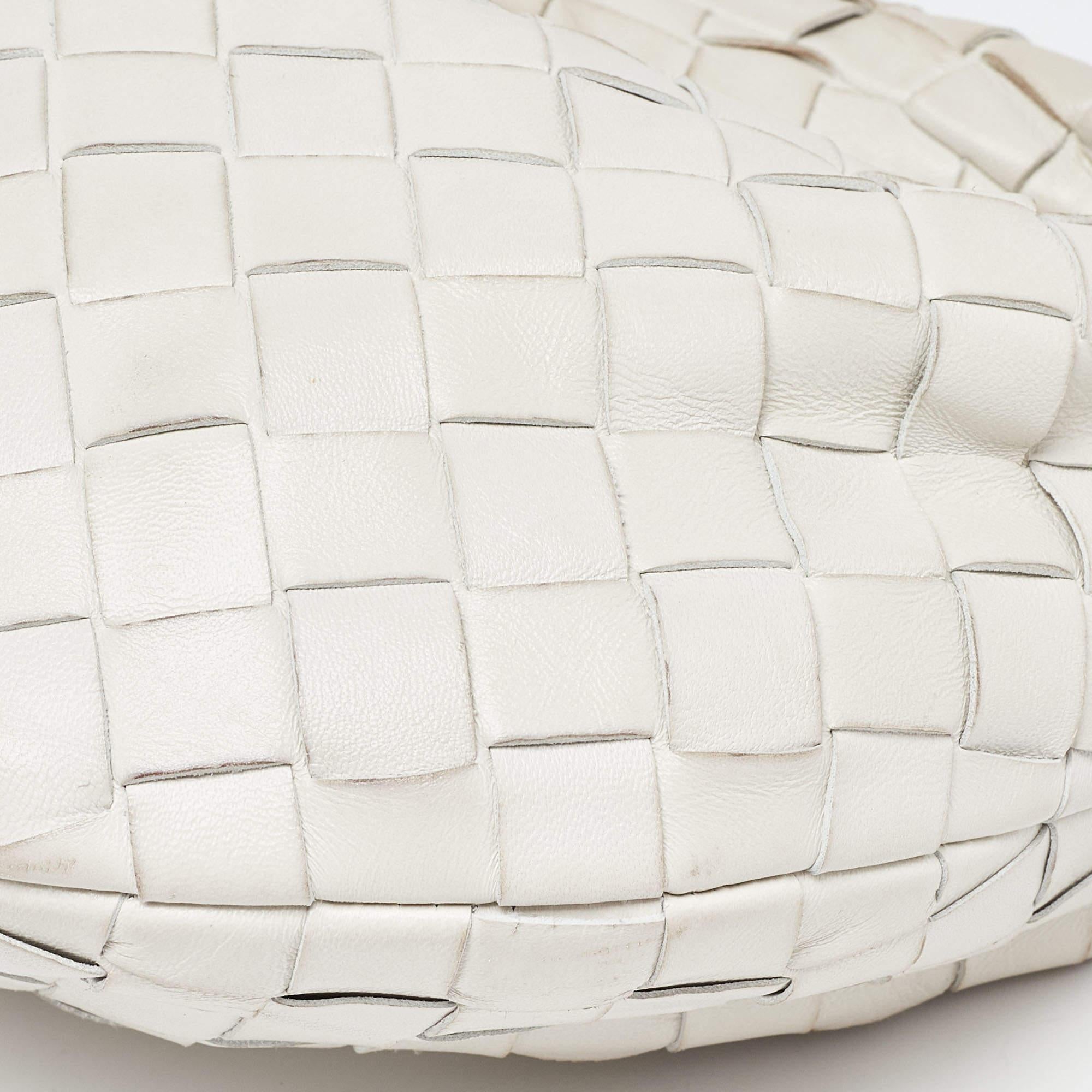 Women's Bottega Veneta White Intrecciato Leather Mini BV Jodie Bag