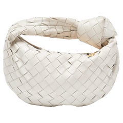 Bottega Veneta White Intrecciato Leather Mini BV Jodie Bag